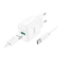 Мережевий зарядний пристрій Hoco C140A 1USB/18W/QC 3.0 + Type-C White, Білий Мережевий зарядний пристрій Hoco C140A 1USB/18W/QC 3.0 + Type-C White, Білий