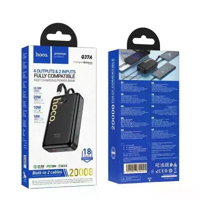 Универсальная мобильная батарея Повербанк Hoco Q37 Graceful 22.5W + PD20W 20000mAh Черный Универсальная мобильная батарея Повербанк Hoco Q37 Graceful 22.5W + PD20W 20000mAh Черный