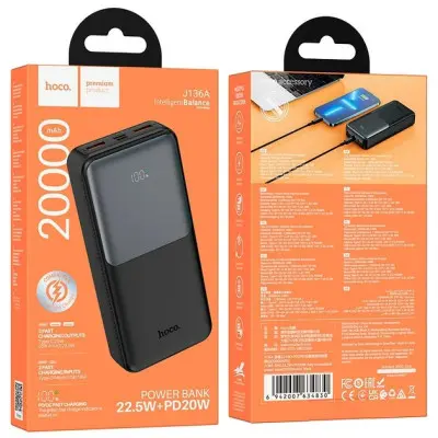 Універсальна мобільна батарея Повербанк Hoco J136A Sirui 22.5W + PD20W 20000mAh Чорний Універсальна мобільна батарея Повербанк Hoco J136A Sirui 22.5W + PD20W 20000mAh Чорний