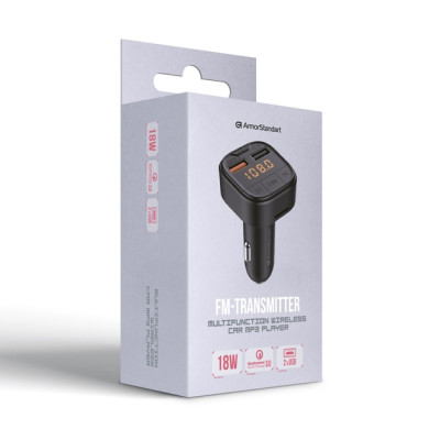 FM модулятор ArmorStandart 2USB QC3.0 18W Black, Чёрный
