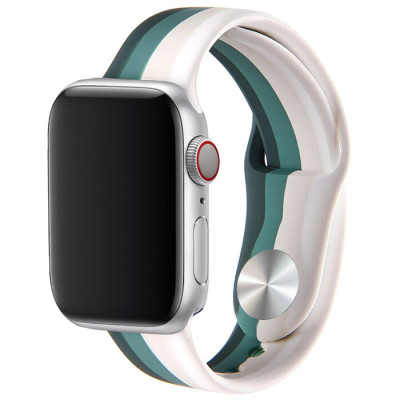 Ремінець Apple Watch 38мм Силікон Art Білий/Зелений