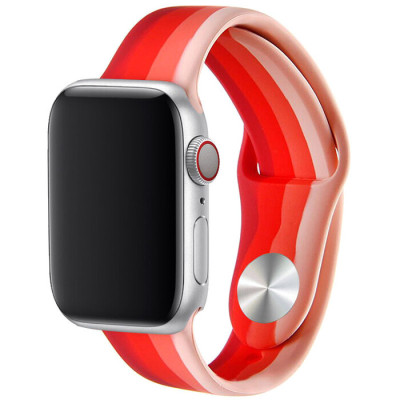 Ремешок Apple Watch 42мм Силикон Art Бежевый/Красный