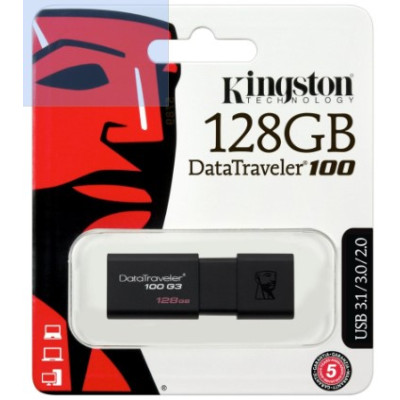 USB 128Gb Kingston Data Traveler 100 G3 USB 3.0 Чорна