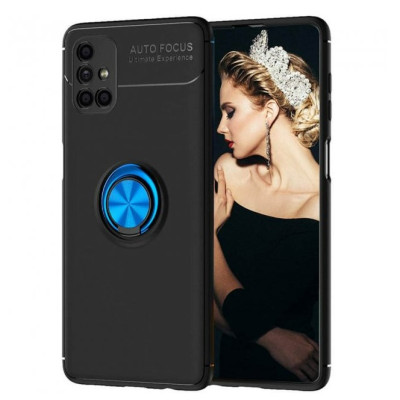 Чехол накладка Color Ring Samsung M515 (M51) Черная/Синяя