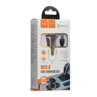 Автомобільний зарядний пристрій Hoco Z31 3.4A QC3.0 2USB + Кабель Type-C Black gold, Чорно-золотий