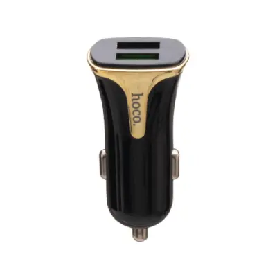 Автомобільний зарядний пристрій Hoco Z31 3.4A QC3.0 2USB + Кабель Type-C Black gold, Чорно-золотий