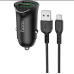 Автомобільний зарядний пристрій Hoco Z39 2USB QC3.0 + кабель MicroUSB Black, Чорний