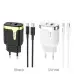 Сетевое зарядное устройство Hoco C79A 18W + Кабель Type-C to Lightning Black, Чёрный
