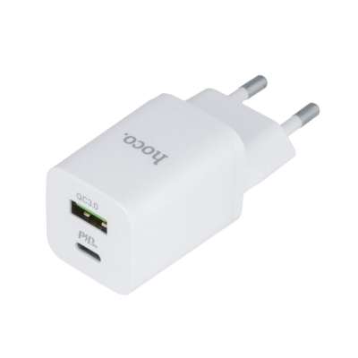 Мережевий зарядний пристрій Hoco N13 + Кабель Type-C to Lightning (PD30W) Білий