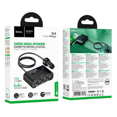 Автомобильное зарядное устройство HOCO Z64 Черный