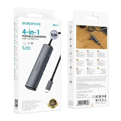 USB хаб Borofone DH12 Type-C 4in1 Серий