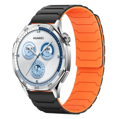 Ремешок Amazfit Bip Универсальный 20мм Dual-color Magnetic Черный/Оранжевый