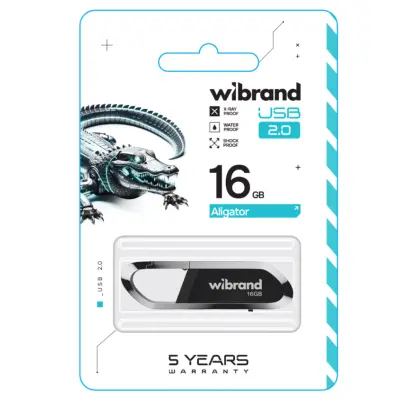 Флеш пам'ять USB 16Gb Wibrand Aligator USB 2.0 Black, Чорний Флеш пам'ять USB 16Gb Wibrand Aligator USB 2.0 Black, Чорний