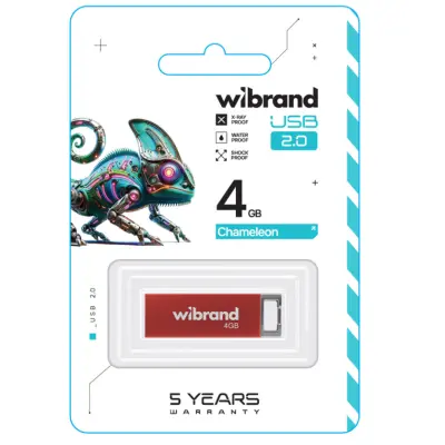 Флеш память USB 4Gb Wibrand Chameleon USB 2.0 Красная