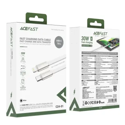 Кабель Acefast C24-01 Type-C to Lightning 1.2м 30W Білий Кабель Acefast C24-01 Type-C to Lightning 1.2м 30W Білий