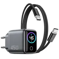 Мережевий зарядний пристрій Wiwu Voyager USB-C 45W + Кабель Type-C to Type-C Gray, Сірий