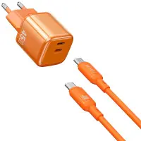 Мережевий зарядний пристрій Wiwu Cube 2USB-C 45W Type-C to Type-C Помаранчевий G025