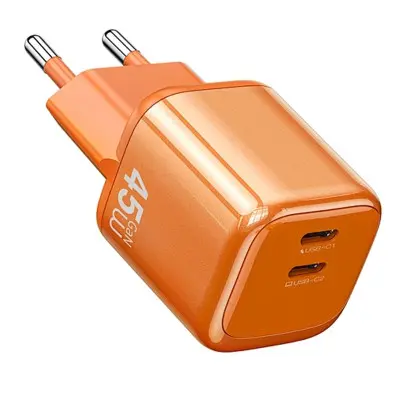 Мережевий зарядний пристрій Wiwu Cube 2USB-C 45W Type-C to Type-C Помаранчевий G025 Мережевий зарядний пристрій Wiwu Cube 2USB-C 45W Type-C to Type-C Помаранчевий G025