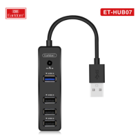 USB хаб Earldoom ET-HUB07 Black, Чорний USB хаб Earldoom ET-HUB07 Black, Чорний