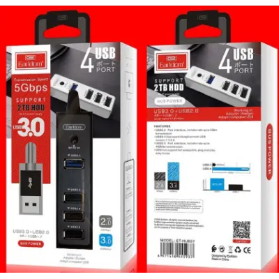 USB хаб Earldoom ET-HUB07 Black, Чорний