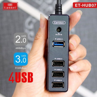 USB хаб Earldoom ET-HUB07 Black, Чёрный