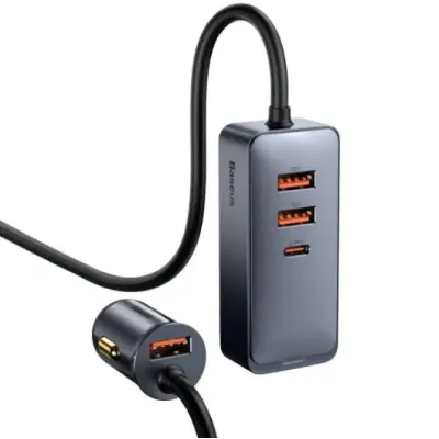 Автомобільний зарядний пристрій Baseus Share PPS 3USB+1USB-C with Cigarette Lighter 120w Сірий