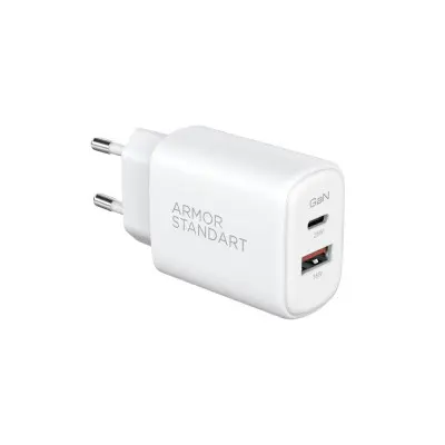 Мережевий зарядний пристрій Armorstandart Poweraze 25W USB-C+USB-A Білий