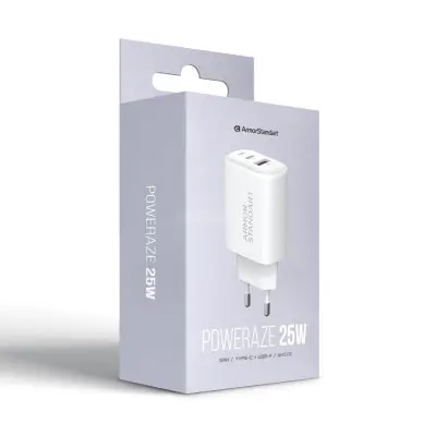 Мережевий зарядний пристрій Armorstandart Poweraze 25W USB-C+USB-A Білий