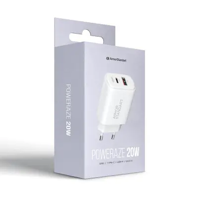 Мережевий зарядний пристрій Armorstandart Poweraze 20W USB-C+USB-A Білий