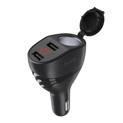 Автомобільний зарядний пристрій Hoco Z34 3.1A 2USB LED Black, Чорний