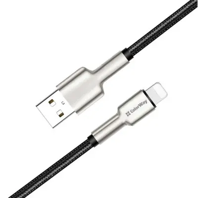 Кабель дата Colorway USB Type A - Lightning 1м Чёрный Кабель дата Colorway USB Type A - Lightning 1м Чёрный
