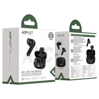 Безпровідні навушники Acefast W3 ANC+ENC Black, чорний