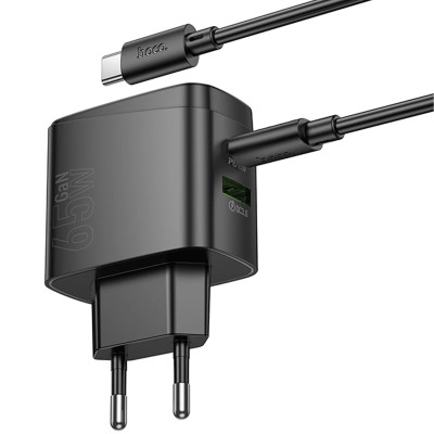 Мережевий зарядний пристрій Hoco CS63A PD65W 1USB-C+1USB-A + Type-C to Type-C Чорний