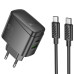 Мережевий зарядний пристрій Hoco CS63A PD65W 1USB-C+1USB-A + Type-C to Type-C Чорний