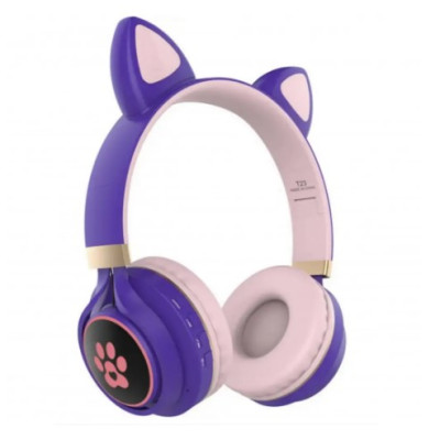 Безпровідні навушники безпровідні TUCCI T23 Violet дитячі з вушками кошеня, фіолетовий