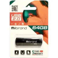 Флеш память USB 64Gb Mibrand Grizzly USB 2.0 Чeрная