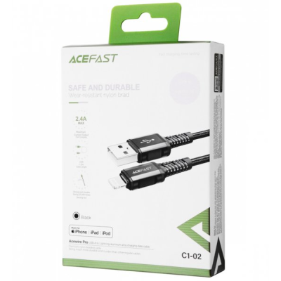 Кабель дата ACEFAST C1-02 Lightning 1.2м Чёрный