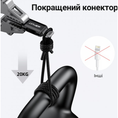 Кабель дата ACEFAST C1-02 Lightning 1.2м Чорний