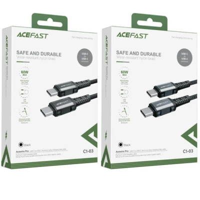 Кабель дата ACEFAST C1-03 Type-C to Type-C 1.2м Чёрный