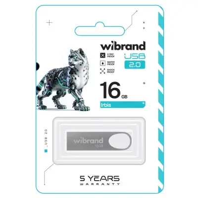 Флеш пам'ять USB 16Gb Wibrand Irbis USB 2.0 Срібна