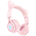 Накладные Беспроводные наушники с кошачьими ушками Hoco W39 Cat Ear Pink, розовые