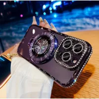 Чохол накладка Magnetic Stand Rhinestones Clear iPhone 14 Pro Max Фіолетова Чохол накладка Magnetic Stand Rhinestones Clear iPhone 14 Pro Max Фіолетова