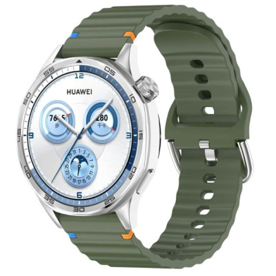 Ремешок Amazfit Bip Универсальный 20мм Wavy Силикон Зеленый/ Dark Olive