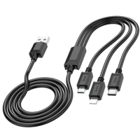 Кабель дата Hoco X74 3in1 Type-C/MicroUSB/Lightning Чорний Кабель дата Hoco X74 3in1 Type-C/MicroUSB/Lightning Чорний