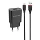 Сетевое зарядное устройство Borofone BA19A Nimble + MicroUsb 1A Black, Чёрный