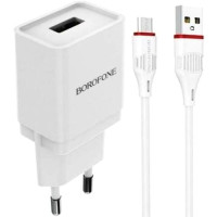 Мережевий зарядний пристрій Borofone BA19A Nimble + MicroUsb 1A White, Білий Мережевий зарядний пристрій Borofone BA19A Nimble + MicroUsb 1A White, Білий