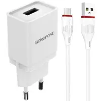 Сетевое зарядное устройство Borofone BA19A Nimble + MicroUsb 1A White, Белый Сетевое зарядное устройство Borofone BA19A Nimble + MicroUsb 1A White, Белый
