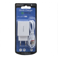 Мережевий зарядний пристрій Borofone BA21A Long QC3.0 (3A) + MicroUsb White, Білий Мережевий зарядний пристрій Borofone BA21A Long QC3.0 (3A) + MicroUsb White, Білий