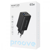 Мережевий зарядний пристрій Proove Pocket GAN 65W (2Type-C+USB) Black, Чорний