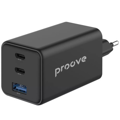 Сетевое зарядное устройство Proove Pocket GAN 65W (2Type-C+USB) Black, Черный